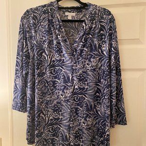 Blue and white XL Charter Club pullover blouse